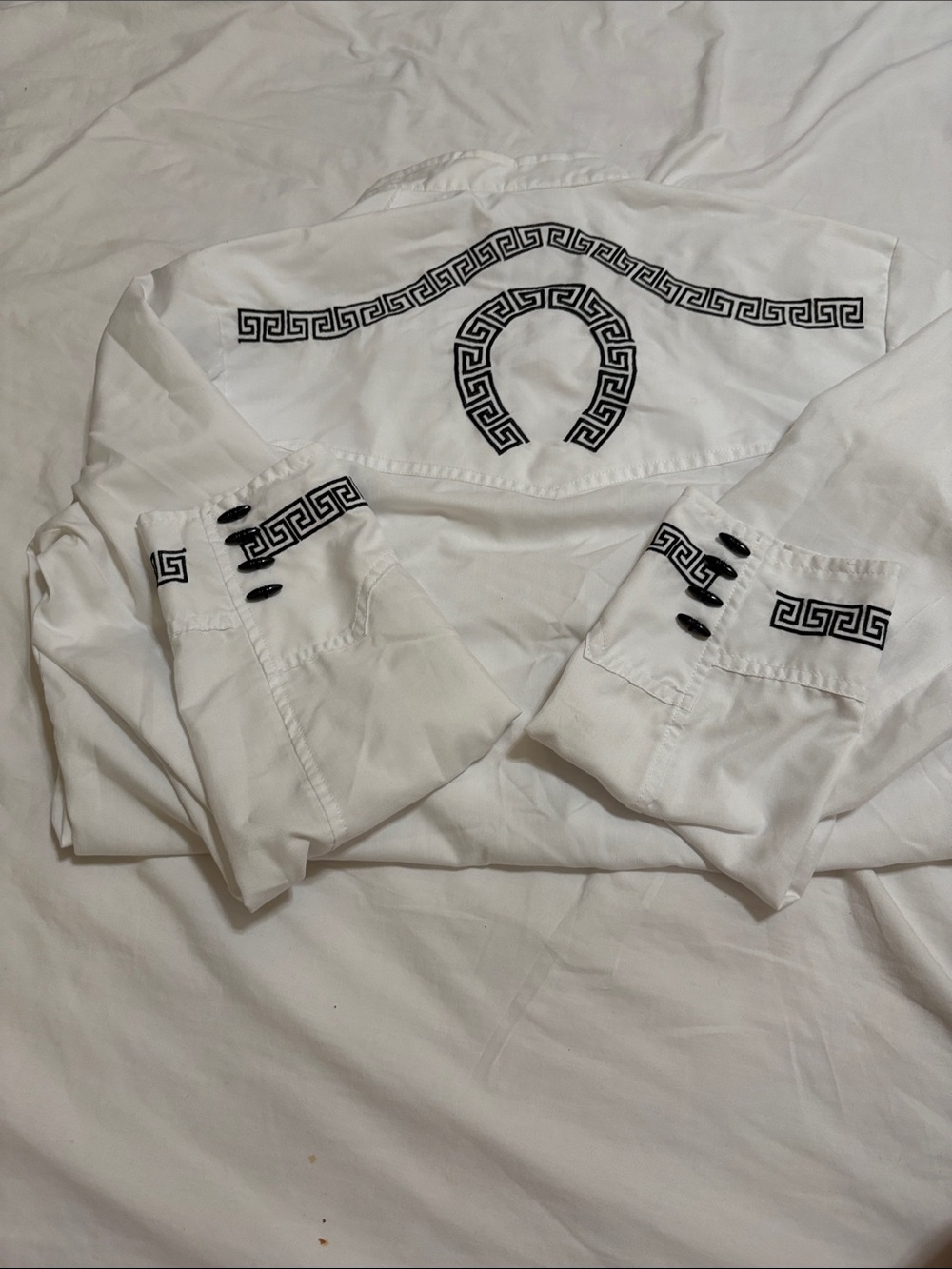 White Women's Embroidered Button-Front Jacket equestrian style